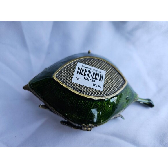 Frogs Crystal Encrusted Trinket Ring Pill Box Enamel  Cracker Barrel - Picture 3 of 5